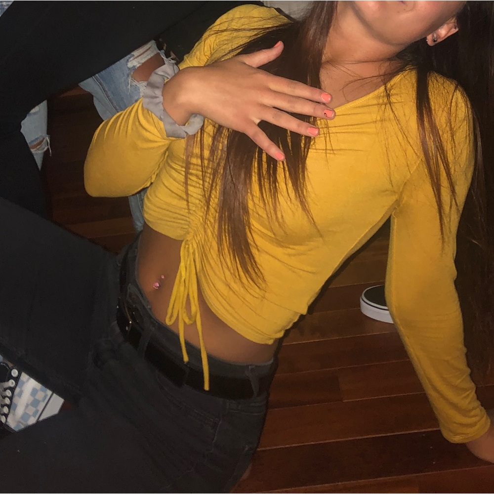 Yellow stretch crop top